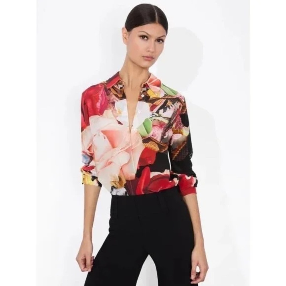 Alice + Olivia x Kelly Dabbah Willa Silk Thrive Blouse size S